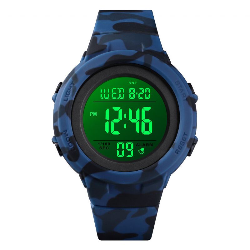 1615 Moda 50 M Impermeable Pantalla Luminosa Cuenta Atrás Alarma Cronómetro Hombres Deporte Reloj Digital