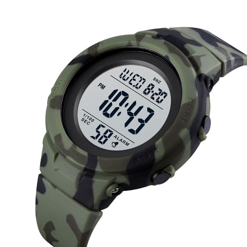 1615 Moda 50 M Impermeable Pantalla Luminosa Cuenta Atrás Alarma Cronómetro Hombres Deporte Reloj Digital