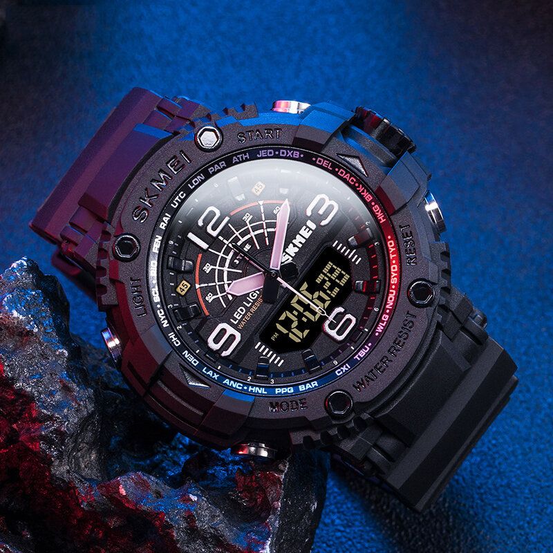 1617 Led Light Sport Reloj Digital Para Hombre 5atm Cronómetro Impermeable Reloj De Camuflaje Con Doble Pantalla