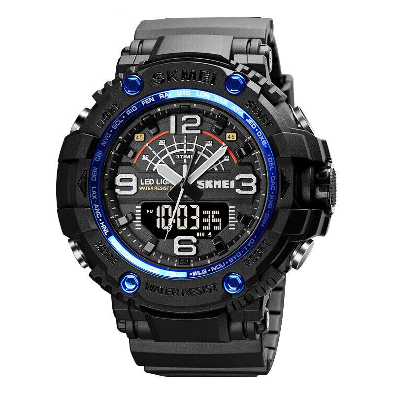 1617 Led Light Sport Reloj Digital Para Hombre 5atm Cronómetro Impermeable Reloj De Camuflaje Con Doble Pantalla