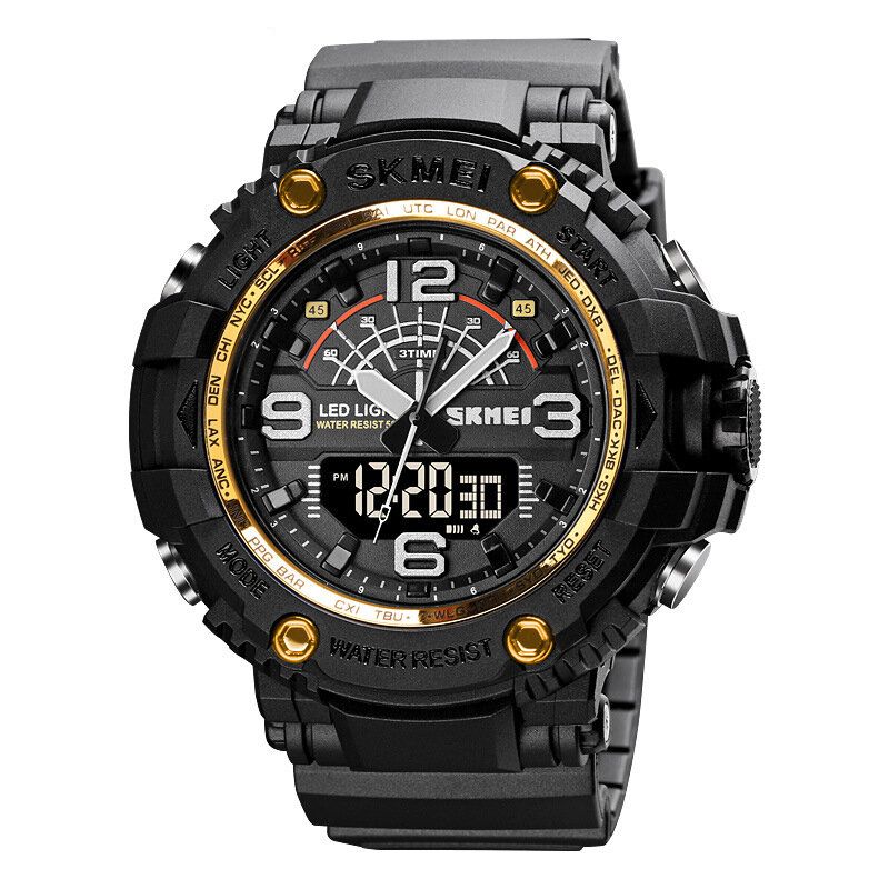 1617 Led Light Sport Reloj Digital Para Hombre 5atm Cronómetro Impermeable Reloj De Camuflaje Con Doble Pantalla