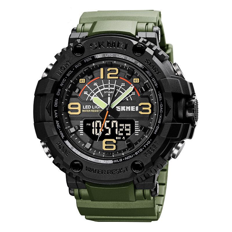 1617 Led Light Sport Reloj Digital Para Hombre 5atm Cronómetro Impermeable Reloj De Camuflaje Con Doble Pantalla