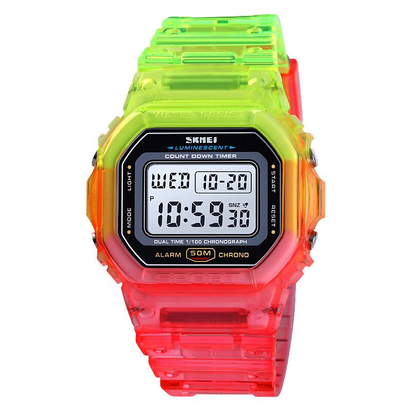 1622 Reloj Digital Deslumbrante Para Mujer Reloj De Pulsera Deportivo Con Cronógrafo Y Alarma De Moda