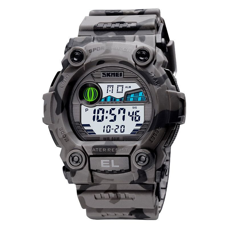 1633 Reloj Deportivo Para Hombre Fecha Luminosa Visualización De La Semana Cronómetro 5atm Reloj Digital Impermeable Para Exteriores