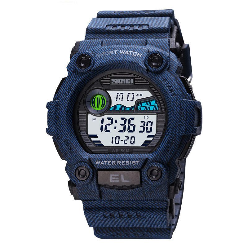 1633 Reloj Deportivo Para Hombre Fecha Luminosa Visualización De La Semana Cronómetro 5atm Reloj Digital Impermeable Para Exteriores