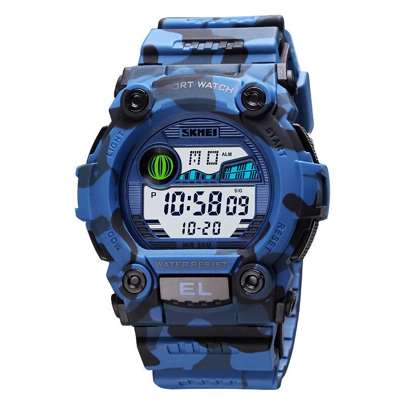 1633 Reloj Deportivo Para Hombre Fecha Luminosa Visualización De La Semana Cronómetro 5atm Reloj Digital Impermeable Para Exteriores