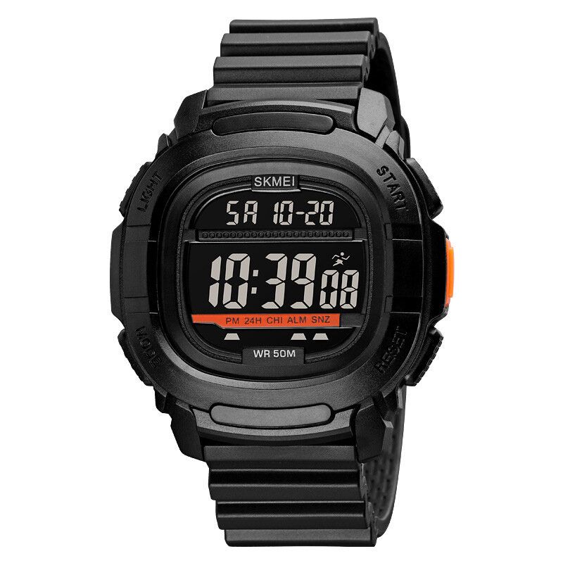 1657 Reloj Deportivo Para Hombre Fecha Semana Pantalla 5atm Cronómetro Impermeable Cuenta Regresiva Luz Led Reloj Digital Para Exteriores