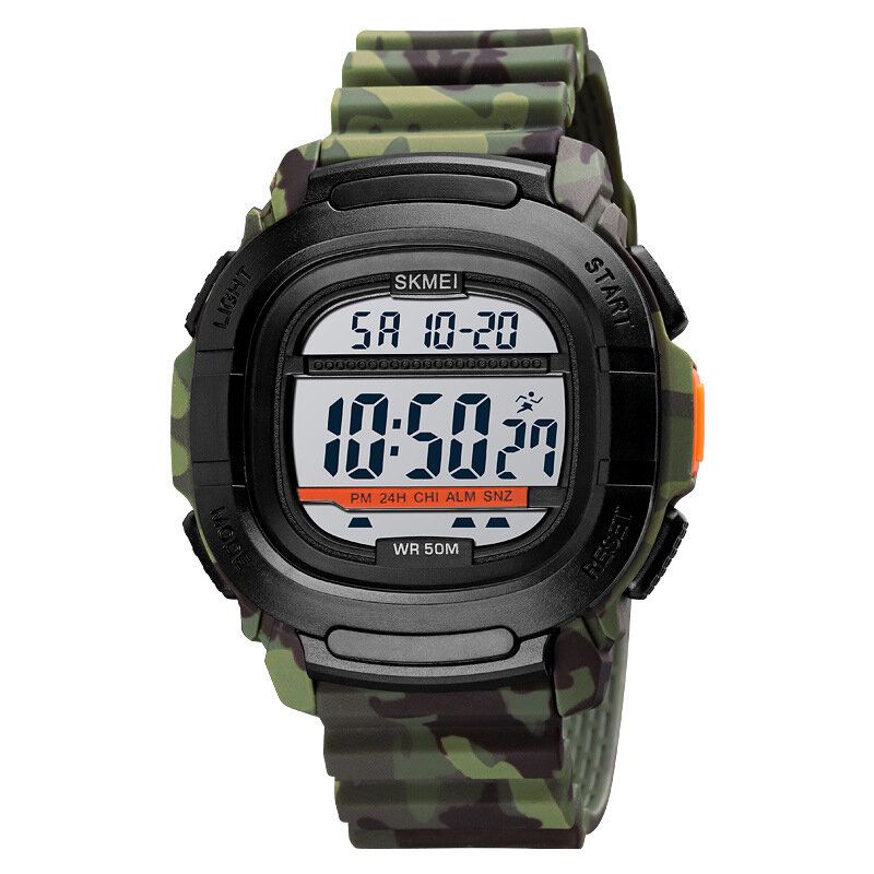 1657 Reloj Deportivo Para Hombre Fecha Semana Pantalla 5atm Cronómetro Impermeable Cuenta Regresiva Luz Led Reloj Digital Para Exteriores