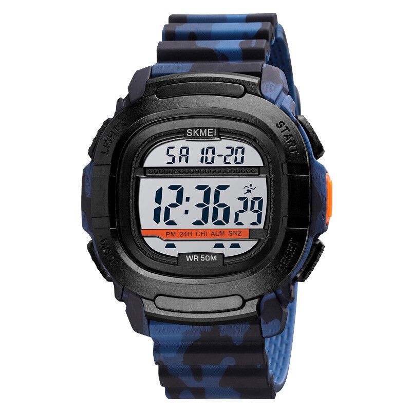 1657 Reloj Deportivo Para Hombre Fecha Semana Pantalla 5atm Cronómetro Impermeable Cuenta Regresiva Luz Led Reloj Digital Para Exteriores