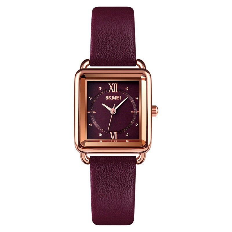 1702 Reloj De Pulsera Clásico Para Mujer Con Esfera Cuadrada Reloj De Cuarzo Informal Con Banda De Cuero Genuino