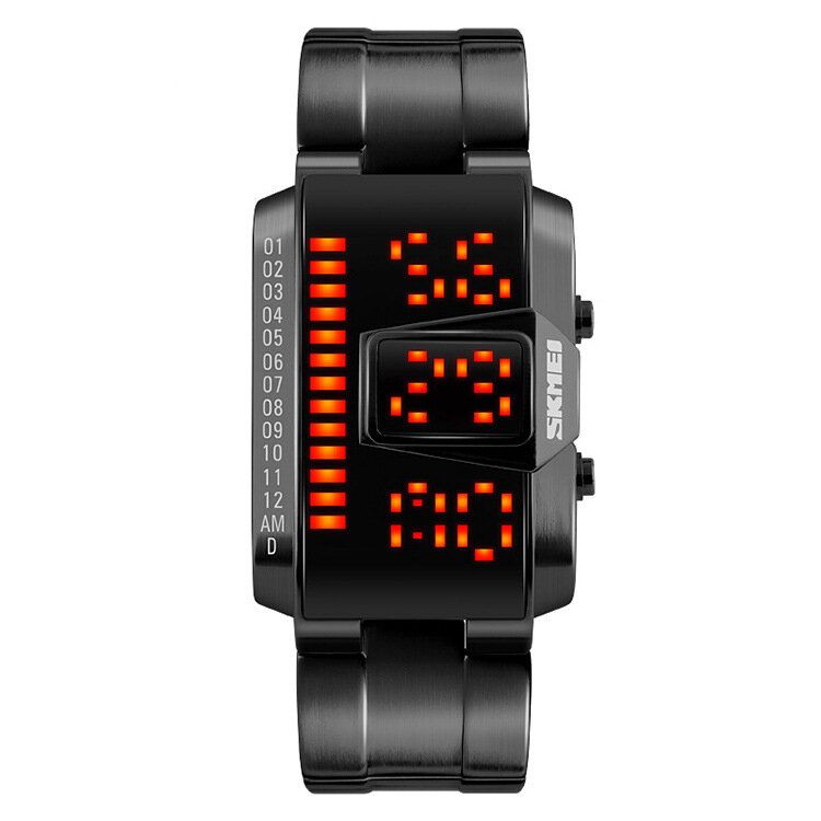 1791 Reloj Digital De Moda Con Banda De Acero Inoxidable Reloj De Pulsera Impermeable Para Hombre Con Led