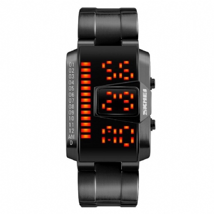 1791 Reloj Digital De Moda Con Banda De Acero Inoxidable Reloj De Pulsera Impermeable Para Hombre Con Led