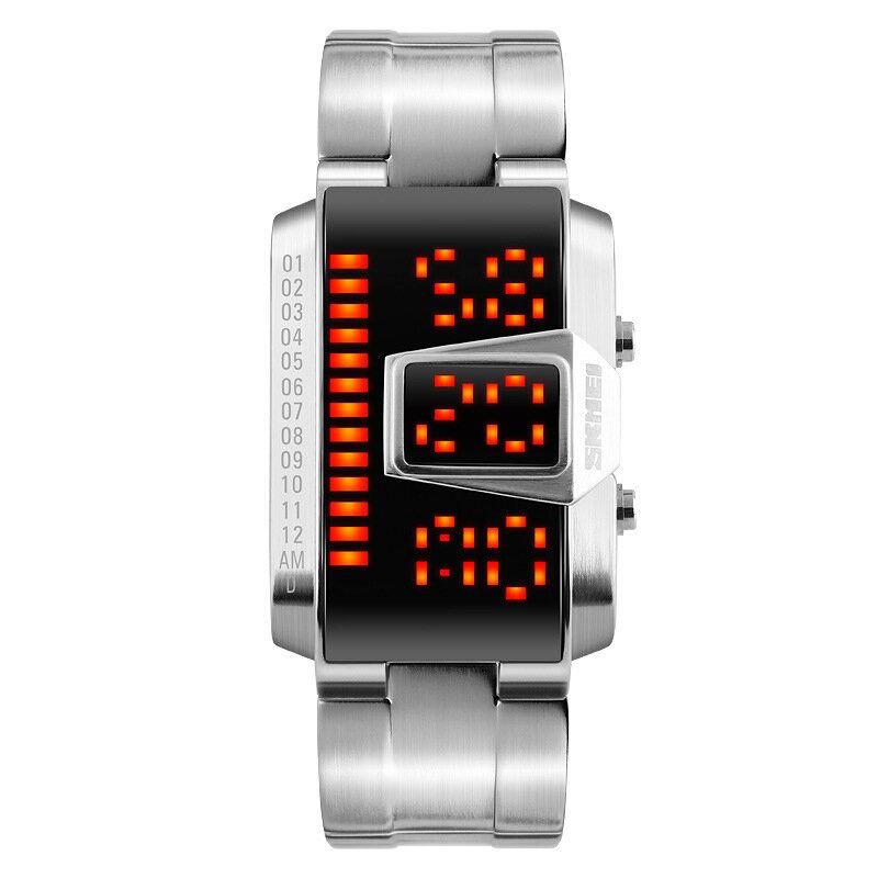 1791 Reloj Digital De Moda Con Banda De Acero Inoxidable Reloj De Pulsera Impermeable Para Hombre Con Led