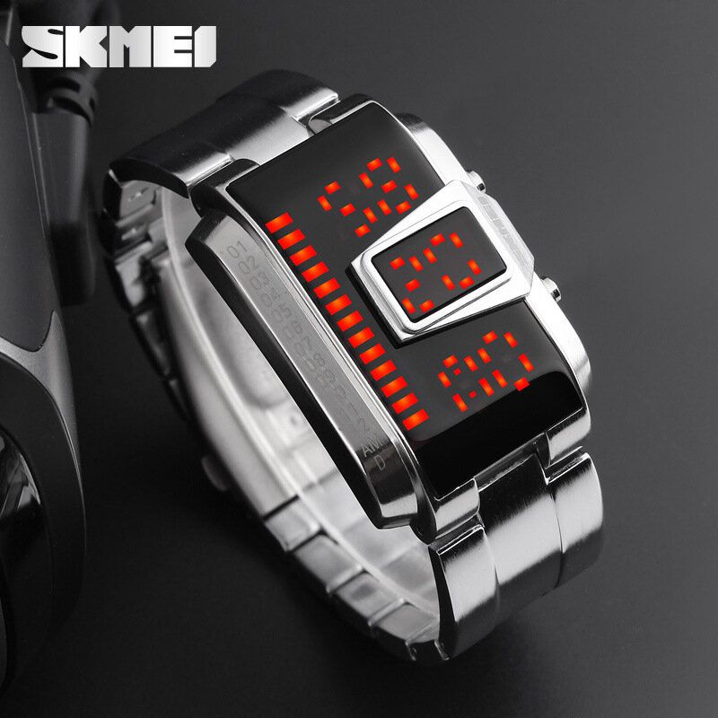 1791 Reloj Digital De Moda Con Banda De Acero Inoxidable Reloj De Pulsera Impermeable Para Hombre Con Led