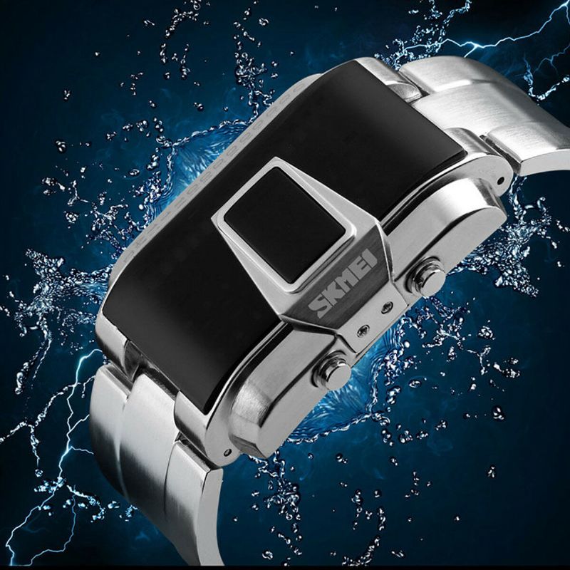 1791 Reloj Digital De Moda Con Banda De Acero Inoxidable Reloj De Pulsera Impermeable Para Hombre Con Led