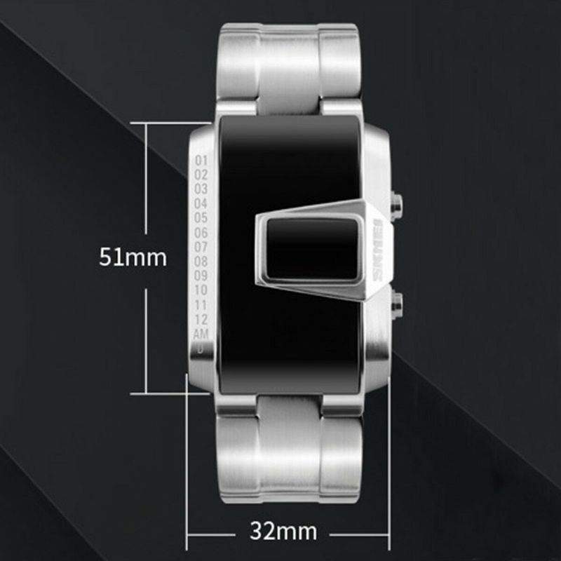 1791 Reloj Digital De Moda Con Banda De Acero Inoxidable Reloj De Pulsera Impermeable Para Hombre Con Led