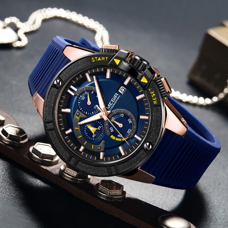 2095 Reloj De Moda Para Hombre Cronógrafo Impermeable Pantalla Luminosa Reloj Deportivo De Cuarzo