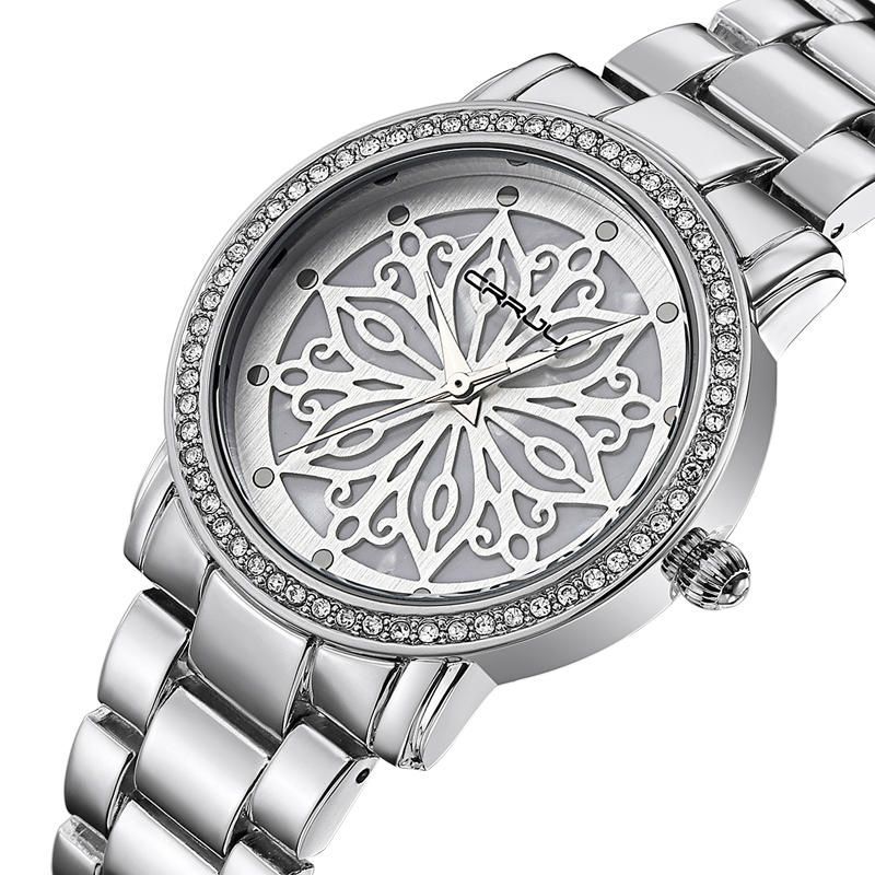 2109 Diamantes Dial Caso Mujer Reloj De Pulsera Relojes De Cuarzo De Acero Inoxidable