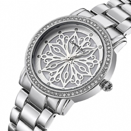 2109 Diamantes Dial Caso Mujer Reloj De Pulsera Relojes De Cuarzo De Acero Inoxidable