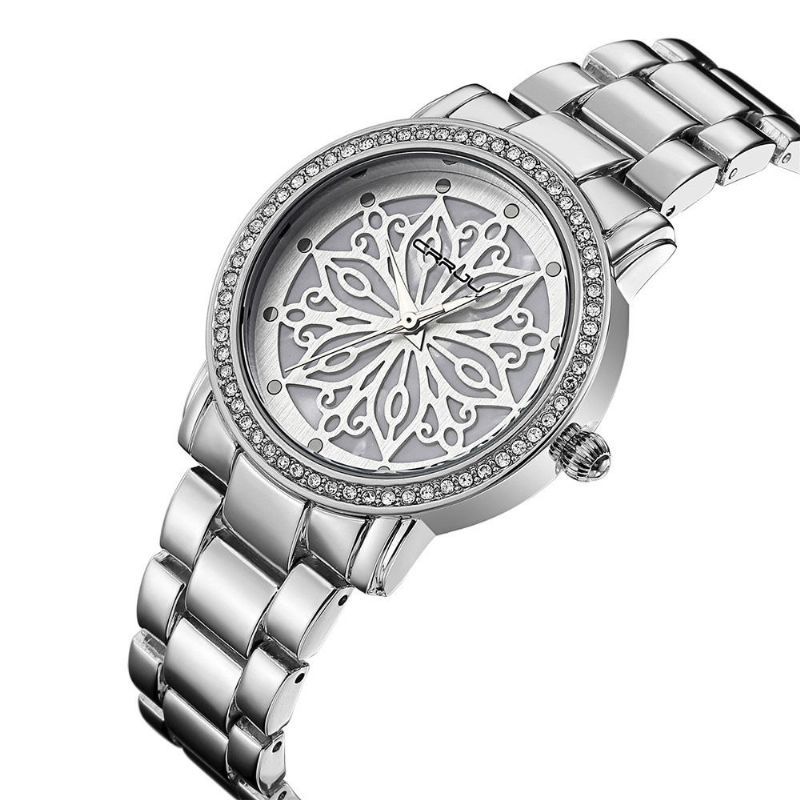 2109 Diamantes Dial Caso Mujer Reloj De Pulsera Relojes De Cuarzo De Acero Inoxidable