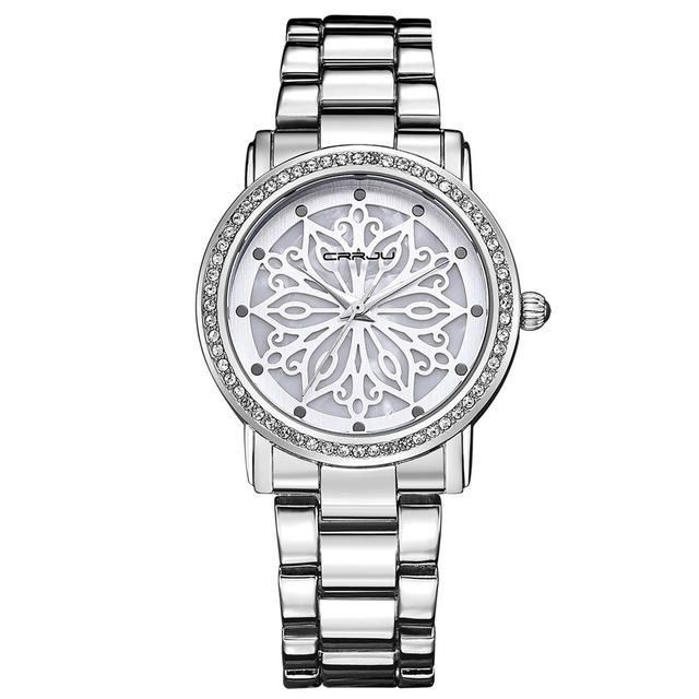 2109 Diamantes Dial Caso Mujer Reloj De Pulsera Relojes De Cuarzo De Acero Inoxidable