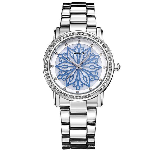 2109 Diamantes Dial Caso Mujer Reloj De Pulsera Relojes De Cuarzo De Acero Inoxidable