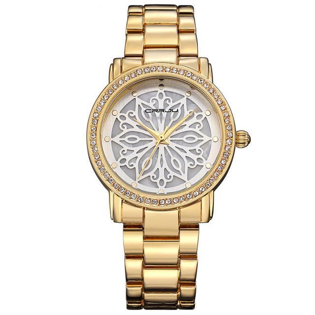 2109 Diamantes Dial Caso Mujer Reloj De Pulsera Relojes De Cuarzo De Acero Inoxidable