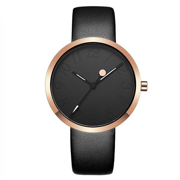 2124 Reloj De Pulsera De Mujer De Diseño Simple Relojes De Cuarzo Con Correa De Cuero Genuino