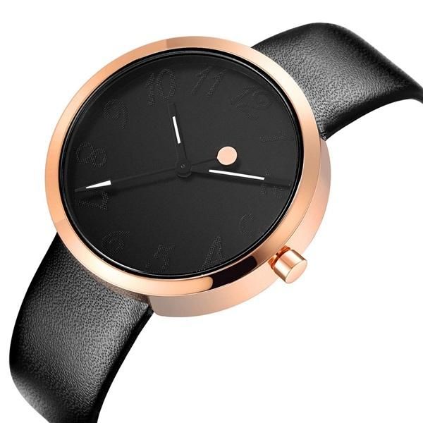 2124 Reloj De Pulsera De Mujer De Diseño Simple Relojes De Cuarzo Con Correa De Cuero Genuino