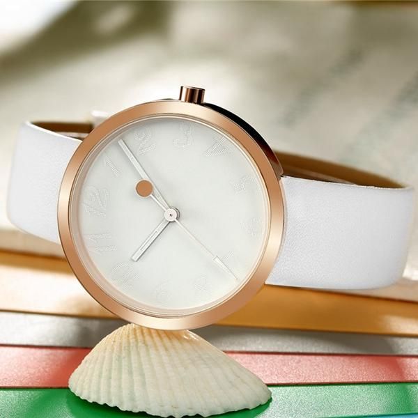 2124 Reloj De Pulsera De Mujer De Diseño Simple Relojes De Cuarzo Con Correa De Cuero Genuino