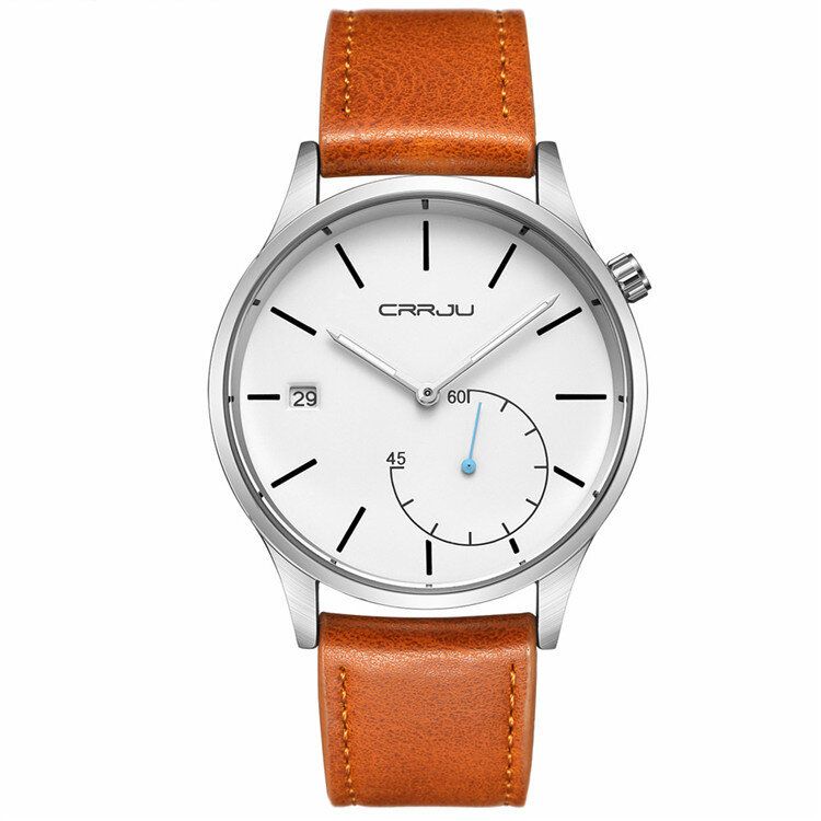 2129 Calendario Informal Correa De Cuero Dial De Trabajo Reloj De Pulsera Para Hombre Reloj De Cuarzo