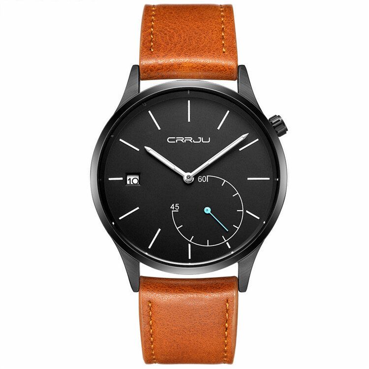 2129 Calendario Informal Correa De Cuero Dial De Trabajo Reloj De Pulsera Para Hombre Reloj De Cuarzo