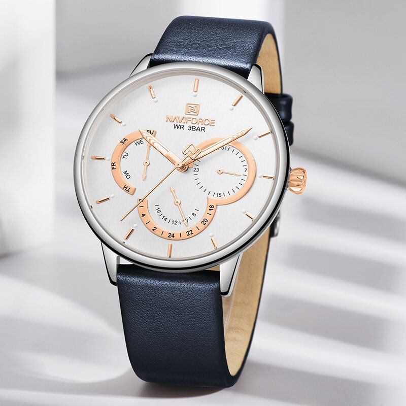 3011 Calendario Ultrafino Estilo Casual Reloj De Pulsera Para Hombre Reloj De Cuarzo Con Banda De Cuero