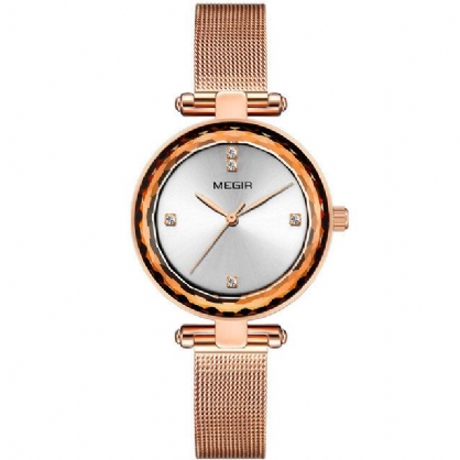 4211 Diamante Impermeable Estilo Casual Reloj Para Mujer Relojes De Cuarzo De Acero Milanés