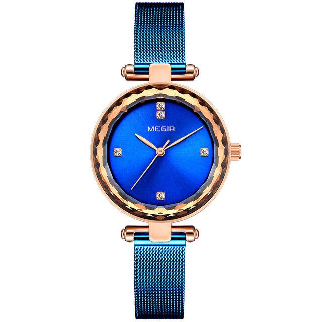 4211 Diamante Impermeable Estilo Casual Reloj Para Mujer Relojes De Cuarzo De Acero Milanés