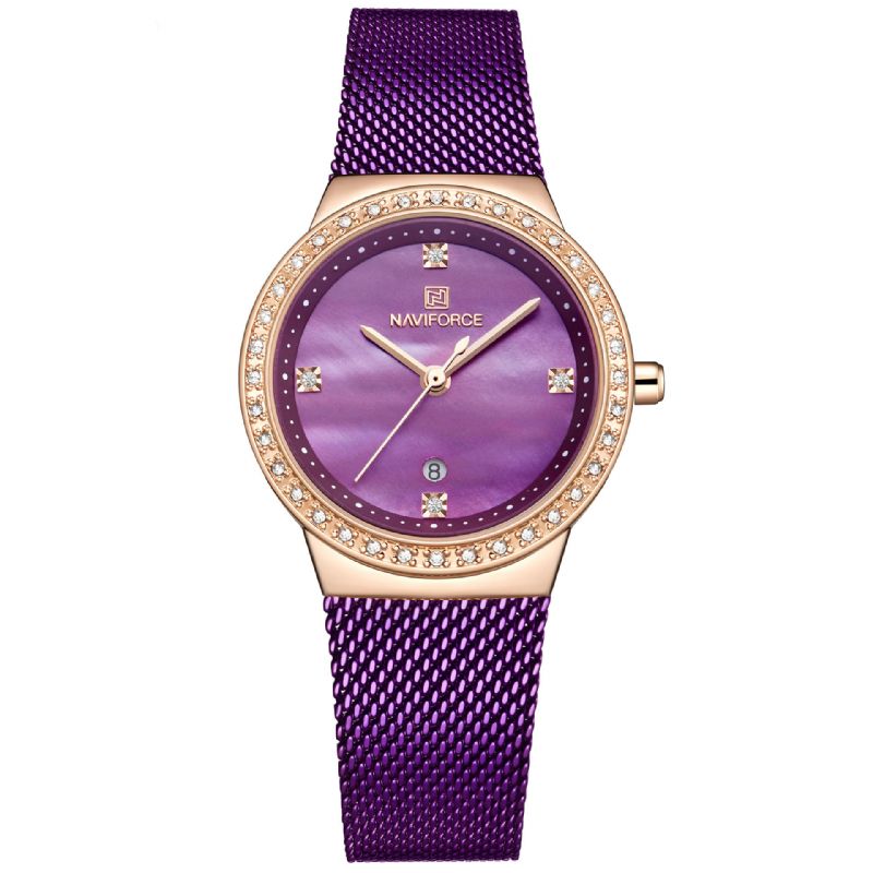 5005 Reloj De Pulsera De Cristal De Estilo Casual Para Mujer Reloj De Cuarzo Con Banda De Acero Inoxidable Resistente Al Agua