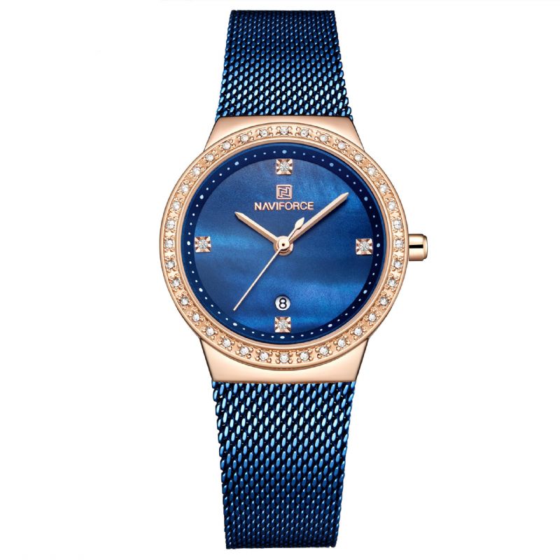 5005 Reloj De Pulsera De Cristal De Estilo Casual Para Mujer Reloj De Cuarzo Con Banda De Acero Inoxidable Resistente Al Agua