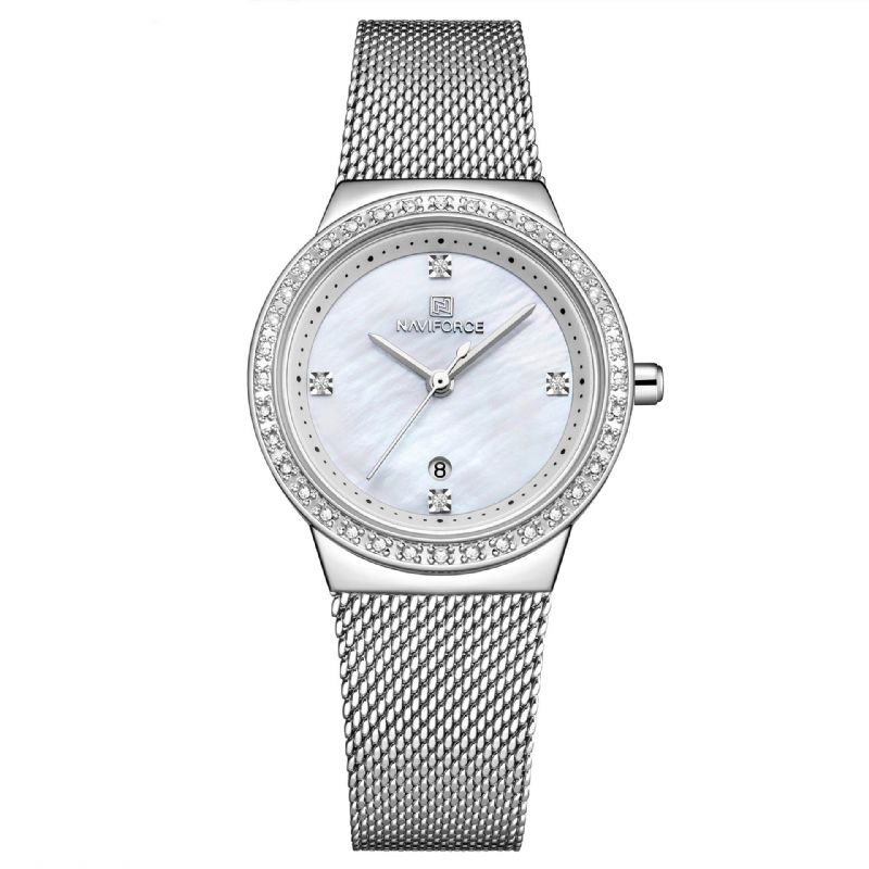 5005 Reloj De Pulsera De Cristal De Estilo Casual Para Mujer Reloj De Cuarzo Con Banda De Acero Inoxidable Resistente Al Agua