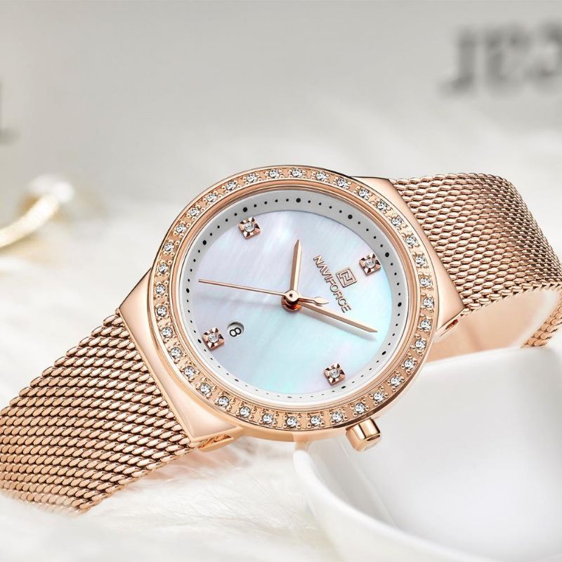 5005 Reloj De Pulsera De Cristal De Estilo Casual Para Mujer Reloj De Cuarzo Con Banda De Acero Inoxidable Resistente Al Agua