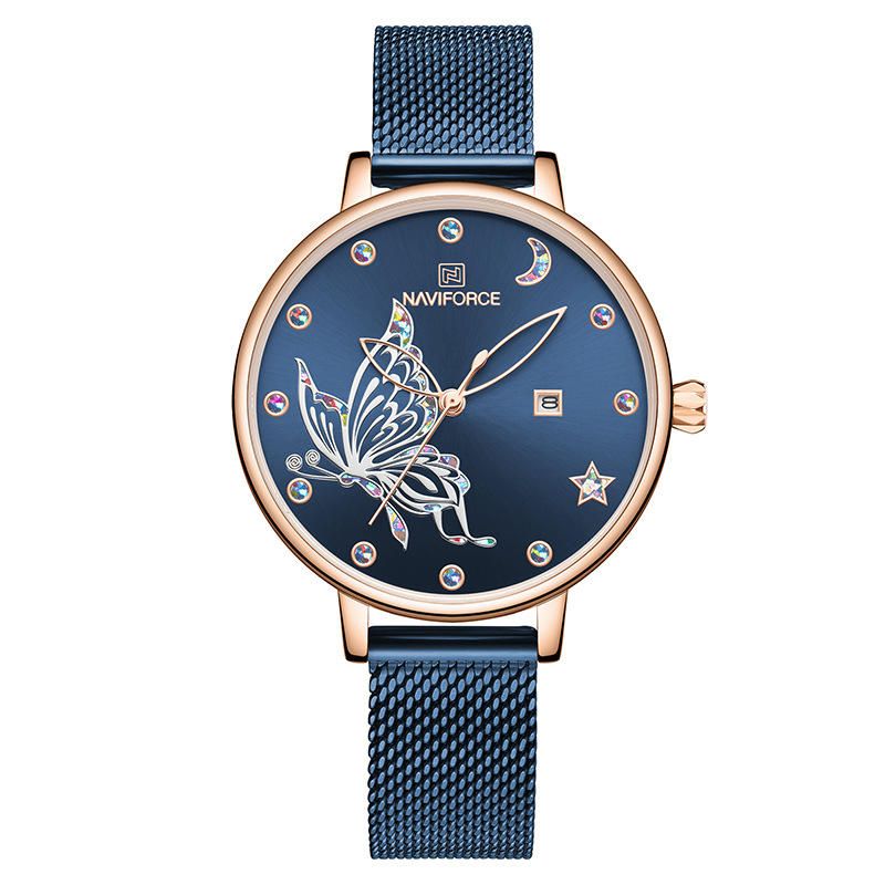 5011 Reloj De Pulsera Para Mujer Con Banda De Acero De Malla 3atm Reloj Impermeable De Cuarzo Para Vestir