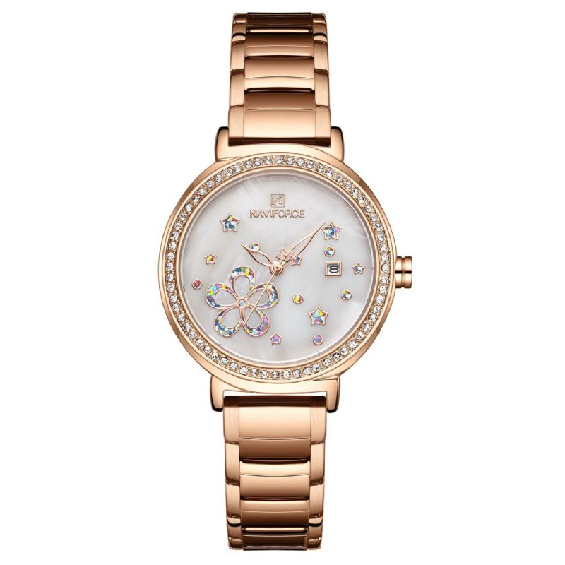 5016 Pantalla De Fecha Reloj De Pulsera De Acero Completo Para Mujer Reloj De Cuarzo De Diseño Clásico De Cristal