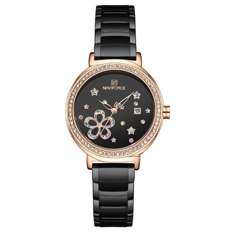 5016 Pantalla De Fecha Reloj De Pulsera De Acero Completo Para Mujer Reloj De Cuarzo De Diseño Clásico De Cristal