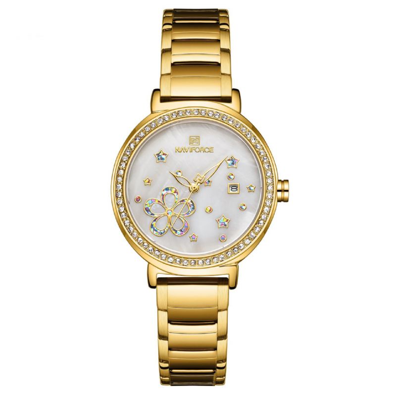 5016 Pantalla De Fecha Reloj De Pulsera De Acero Completo Para Mujer Reloj De Cuarzo De Diseño Clásico De Cristal