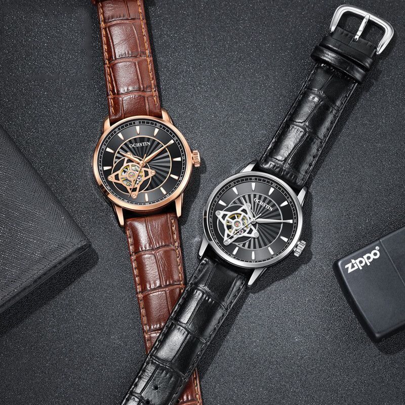 62001c Reloj De Pulsera Para Hombre Con Banda De Cuero Genuino De Estilo Empresarial Reloj Mecánico Automático Ultrafino