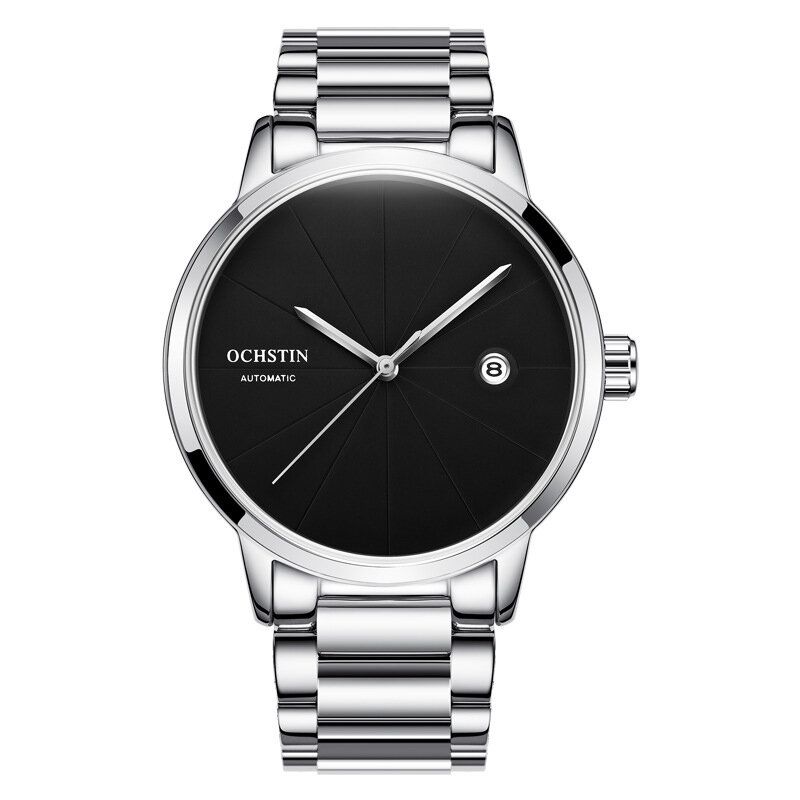 62025 Pantalla De Fecha Reloj Mecánico Automático De Estilo Informal Reloj De Hombre Con Banda De Acero Completa