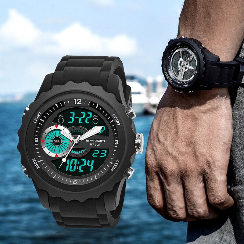 769 Reloj Deportivo Para Hombre Fecha Luminosa Pantalla De Semana Reloj Digital Impermeable Para Exteriores Con Hora Dual