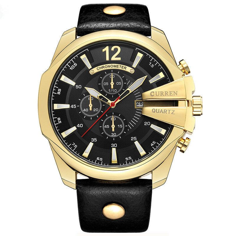 8176 Reloj De Moda Para Hombre Reloj De Cuarzo Con Correa De Cuero Impermeable Con Esfera Creativa