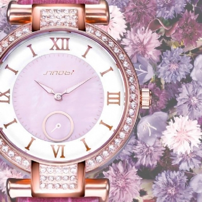 8192 Estuche De Diamantes De Estilo De Moda Reloj De Mujer Para Mujer Reloj De Cuarzo Con Esfera De Números Romanos De Cuero