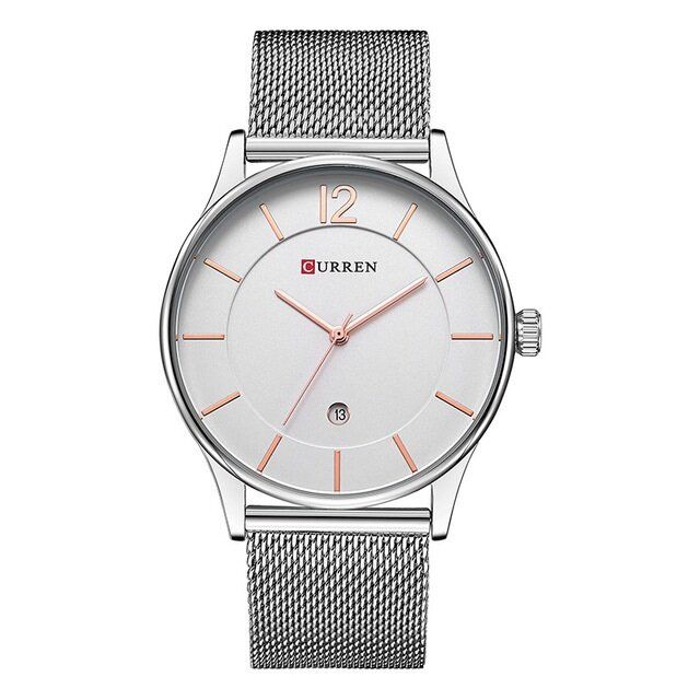 8231 Reloj De Hombre De Moda Con Correa De Metal Completo Reloj De Cuarzo Resistente Al Agua Con Esfera Informal De Estilo Empresarial