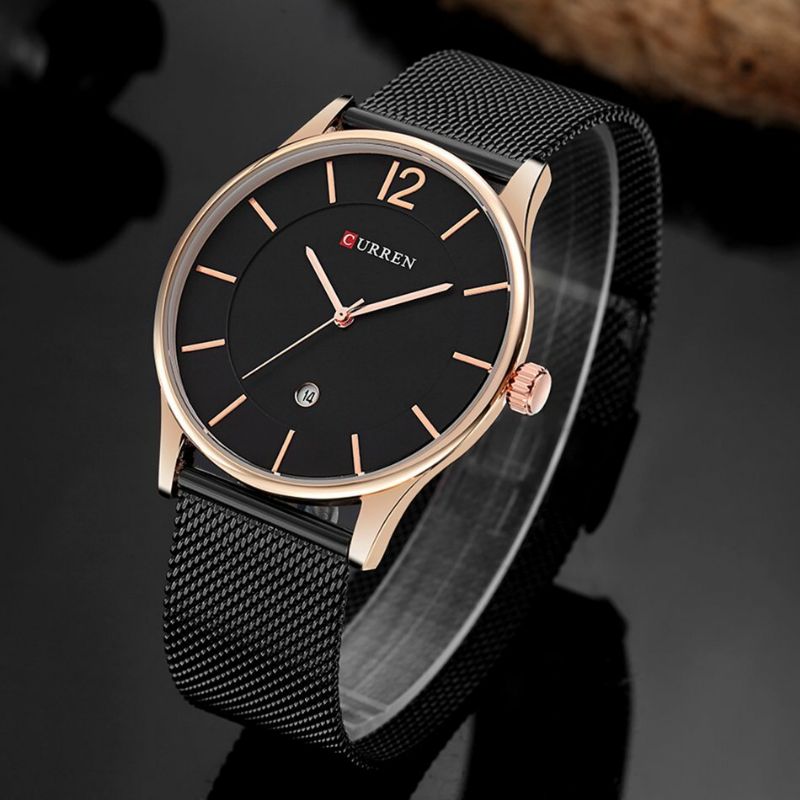 8231 Reloj De Hombre De Moda Con Correa De Metal Completo Reloj De Cuarzo Resistente Al Agua Con Esfera Informal De Estilo Empresarial